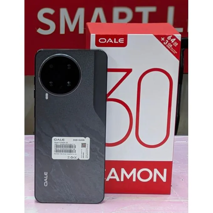 OALE CAMON 30 64GB ROM+3GB RAM SCREEN 6.8" 8MP+5MP CAMERA 5750 MAH BATTERY FAST CHARGE IP54 DUST AND WATER RESISTANT FINGERPRINT UNLOCK MTK HELIO G81 PROCESSOR