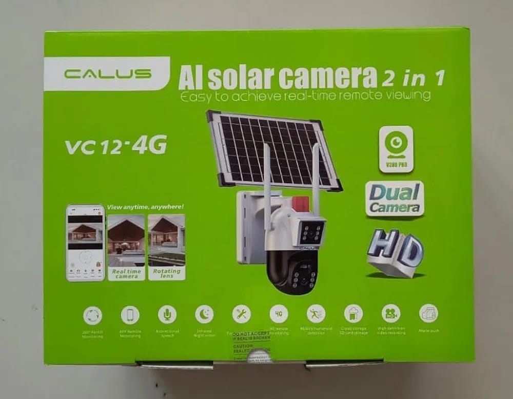 CALUS VC12 4G Solar CCTV Camera Dual Lens, motion detection, alarm push notification