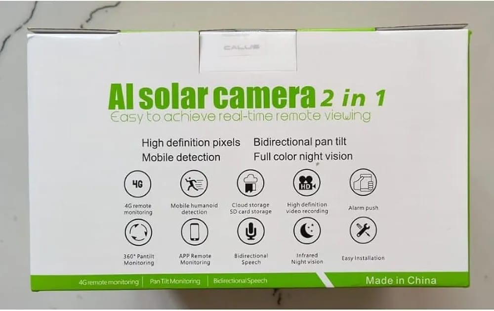 CALUS VC12 4G Solar CCTV Camera Dual Lens, motion detection, alarm push notification