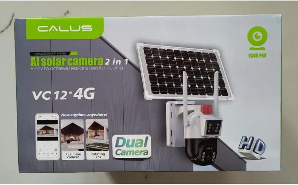 CALUS VC12 4G Solar CCTV Camera Dual Lens, motion detection, alarm push notification