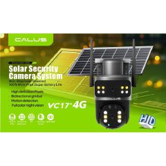 CALUS VC 17, 4G SOLAR SURVEILANCE CAMERA, DUAL LENS, MOTION SENSOR, 2 WAY AUDIO, SD AND CLOUD STORAGE, HD, NIGHT VISION