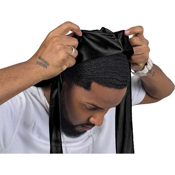 2 Pieces Silky Durag Pack for Men Women Waves, Premium Satin Deluxe Du-rag