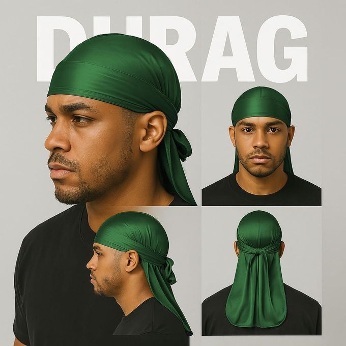 2PCS Silky Durag Pack for Men Waves, Satin Doo Rag for 360 540 720 Waves (wine red+dark green)