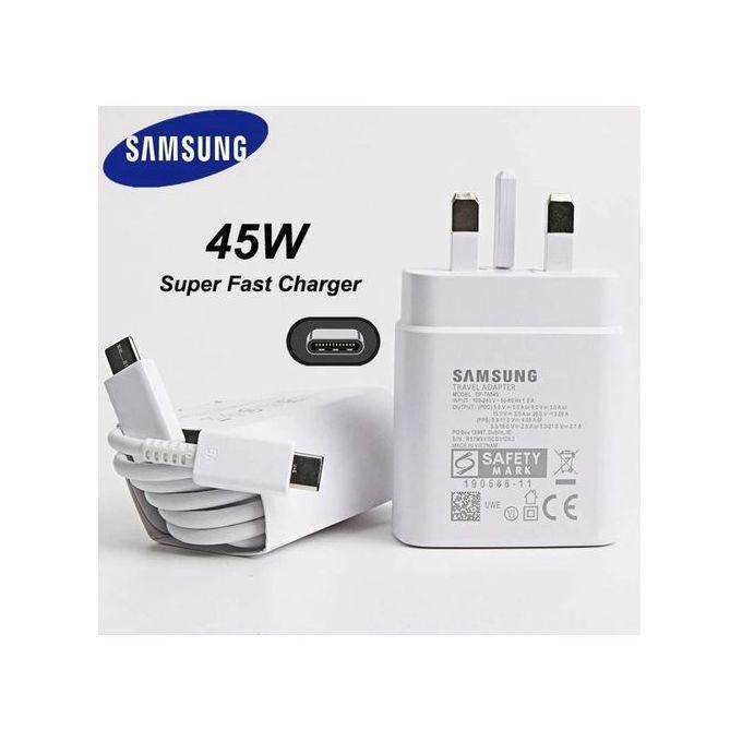 Samsung 45W USB Type-C To Type-C Super Fast Original Charger For Redmi Xiaomi, Redmi, Note 10 S20/ S20 Ultra 5G S21 FE/ S21/S22/S23/S24 Ultra 5G, LG, Pixel,