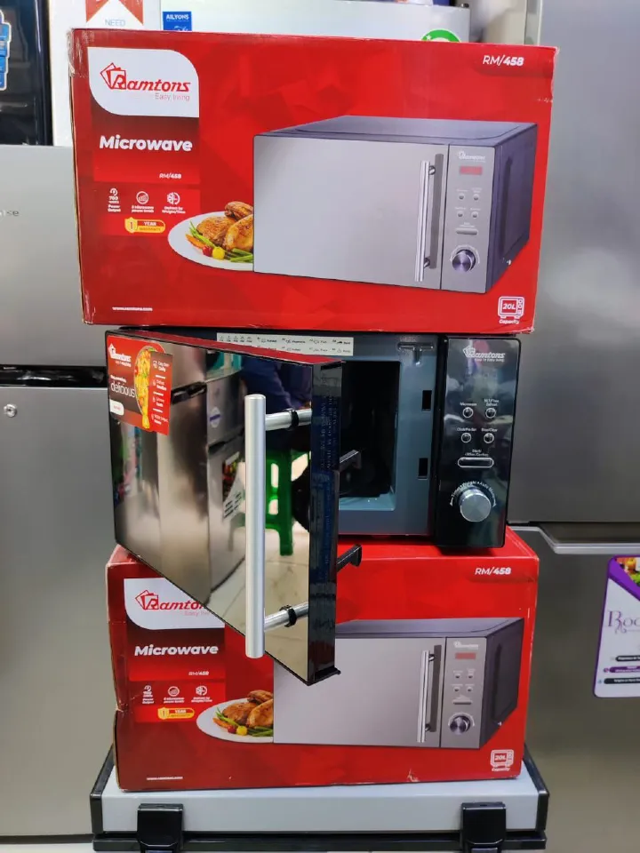 (Brand Official)🔥🍽️Ramtons 20L Microwave Oven – Model RM/458 | Sleek Mirror Finish | Powerful & Reliable Performance ✨