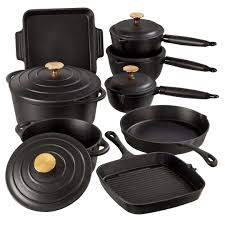 🍳11-Piece Enamel Cast Iron Cookware Set 🍳🪨 | Heavy-Duty Original Cast Iron Sufurias 💪 | Premium Enamel Coating ✨4Cooking Pots with Lids + Grill Pan + Frying Pan + Baking Tray 🧑‍🍳 | Extreme Heat