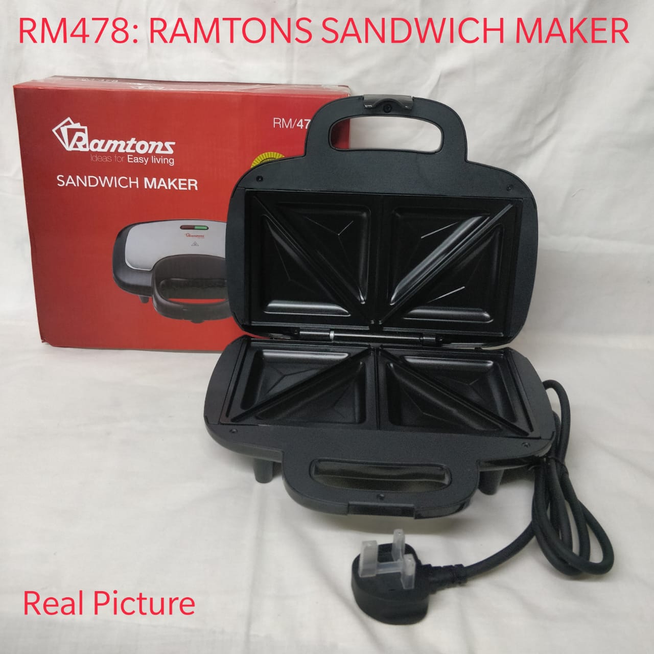 🥪✨Ramtons RM478 Electric Sandwich Maker 🥪🔥 | 700W Fast Heating | Non-Stick Fixed Plates | Vertical Storage Design | Fixed Temperature Control | Easy-Clean | Home & Office Use