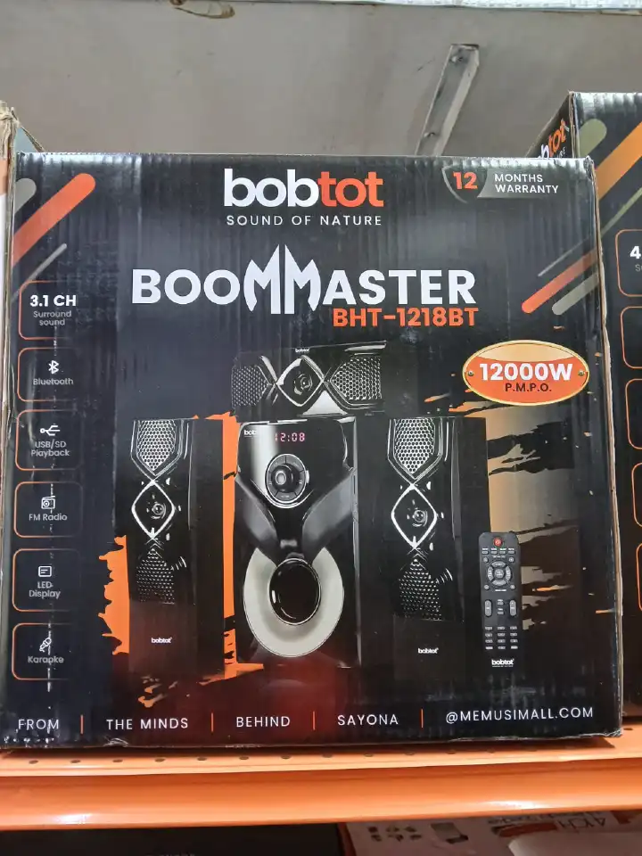 Sayona Bobtot BoomMaster  BHT-1218BT 3.1CH Multimedia Speaker System 🔊🎶 | 12,000W PMPO | Powerful Bass Subwoofer 💥 | Bluetooth Wireless Audio 📶 | Karaoke Function 🎤 | LED Display ✨woofer