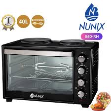 **Nunix 40L Electric Rotisserie Oven with 4 Knob Settings 🍖🔥 | Double Hot Plate 🍳 | Adjustable Temperature Control 🌡️ | Rotisserie Function for Chicken & More 🐔 | Ideal for Baking, Grilling