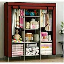 📦✨ 3-Column Portable Wooden Wardrobe with Fabric Cover & Adjustable Shelves – Stylish, Space-Saving Storage Solution for Bedroom & Living Room 🚪👚🧳