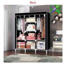 📦✨ 3-Column Portable Wooden Wardrobe with Fabric Cover & Adjustable Shelves – Stylish, Space-Saving Storage Solution for Bedroom & Living Room 🚪👚🧳