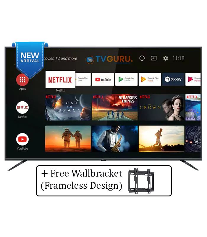 📺🎁 Synix 43” Smart Android TV Syinix – Frameless Display | Netflix, YouTube & Google Play | Smooth & Stable Streaming | Built-in WiFi & Apps | FREE Wall Mount Bracket Gift