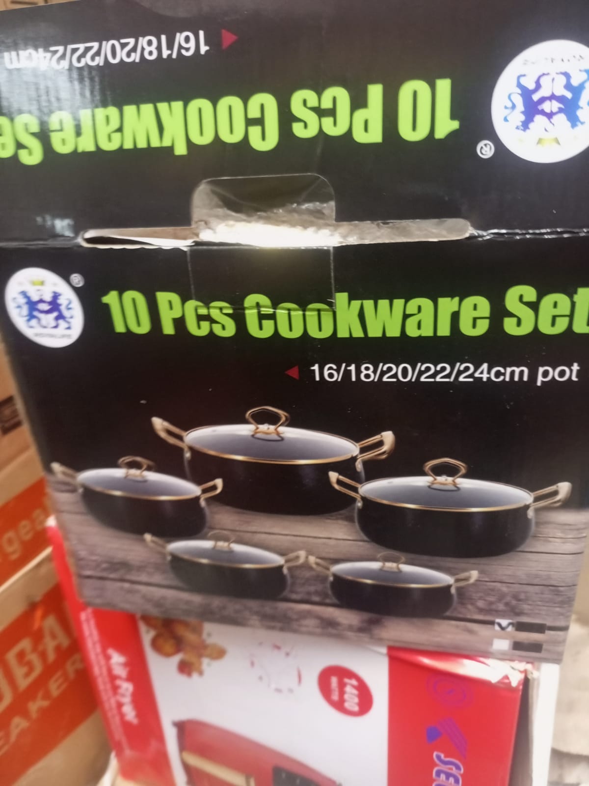 🍲✨AMBER 10-Piece Granite Cookware Set 🍲✨ | Premium Non-Stick Cooking Pots 🪨 | Sizes 20cm • 22cm • 24cm • 28cm • 30cm 📏 | Elegant Gold Handles & Lids ✨ | Durable Heat-Efficient Design