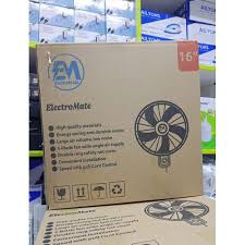 ElectroMate 16-Inch Wall Fan 🌬️ – High-Performance 💨, Quiet Operation 🤫, Adjustable Speeds ⚡, Durable Black Frame 🖤 with Blue Blades 🔵, Space-Saving Wall-Mount Design 🏠