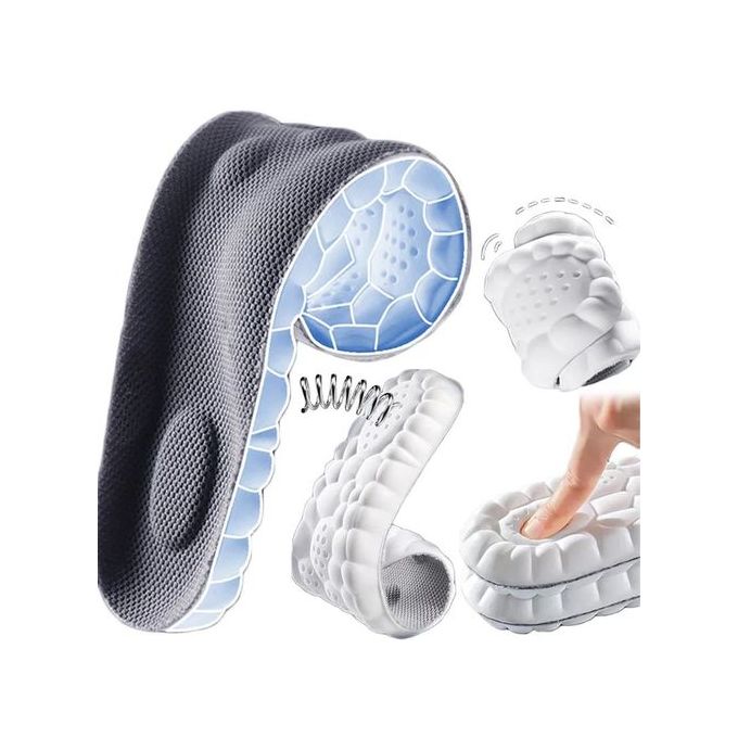 4D Technology Soft Insoles 1 Pair(2pcs) Latex Revolutionary Orthopedic Relieve Leg Fatigue Plantar Fasciitis Shock Absorbing Sports Shoe Accessories Inner Soles