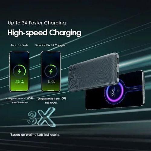Oraimo Toast 15 Flash OPB-1100D 10,000mAh Power Bank with 15W fast charging, AniFast™ technology and Built-in Charging Cables