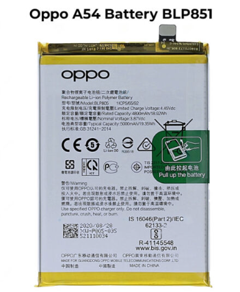 Oppo A54 Replacement Battery Original Quality High Capacity Lithium Polymer Internal Rechargeable Battery Pack Spare Part Power Cell for Oppo A54 CPH2219 CPH2231