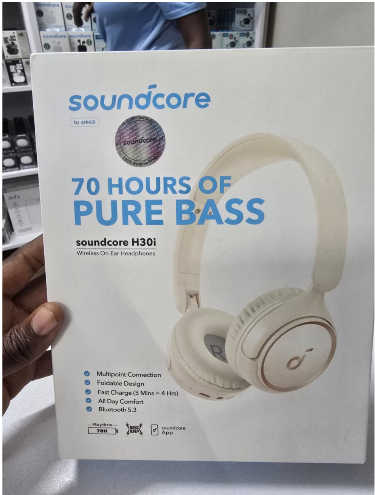Soundcore H30i Wireless Bluetooth Headphones 70 Hours Playtime Pure Bass Stereo Sound Over Ear Headset Deep Bass Foldable Comfortable Ear Cushions Built-in Microphone Fast Charging Handsfree Calls Gam