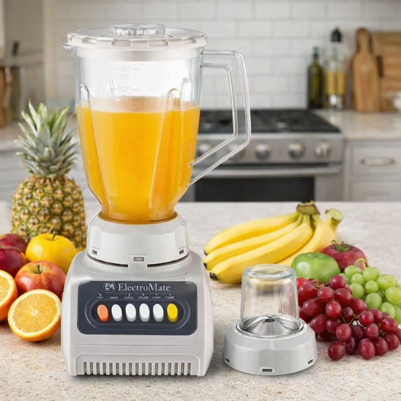 ElectroMate EM 2-in-1 Blender (1.5L) – Classic Juicer & Grinder with Multi-Purpose Jar, Bottle, and Garlic Chopper (BD01/BD02)