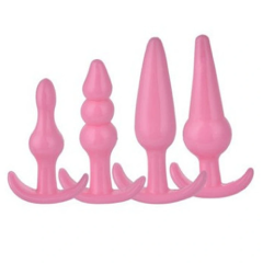 4 pieces Pack Anal Plugs Silicone Butt Dildo Anus Beads Trainer Sensuality Adult Sex Toys Gifts for Men Women Partner
