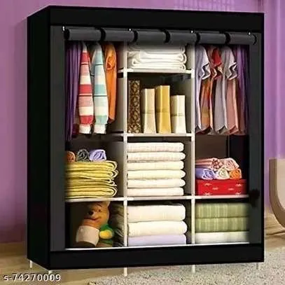 OFFER!! 3 Columns Metallic Wardrobe Large Capacity Wardrobe Assemble Closets Portable Home Storage Portable Wardrobe Clothing storage