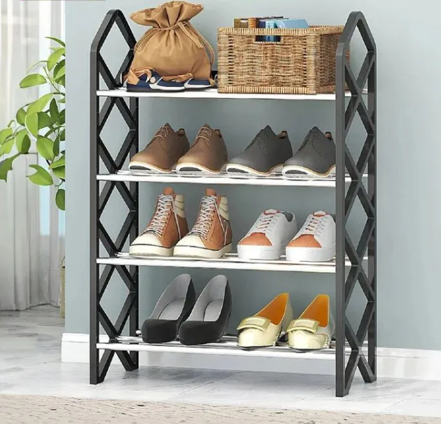 4 Layer Slant Bar Shoe Rack Home Doorway Sturdy Multilayer Dormitory Simple Shoe Cabinet Organizer Shoes Rack