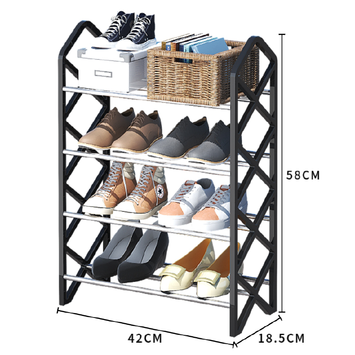 4 Layer Slant Bar Shoe Rack Home Doorway Sturdy Multilayer Dormitory Simple Shoe Cabinet Organizer Shoes Rack