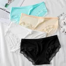 4 PCS Breathable Seamless Lace Panties [WITH FREE FACE TOWEL]🔥🎉🎉Women's Underwear Soft Lightweight And Dry Women's Clothing Solid Color Women's Lace Lingerie New Milk Silk Panties