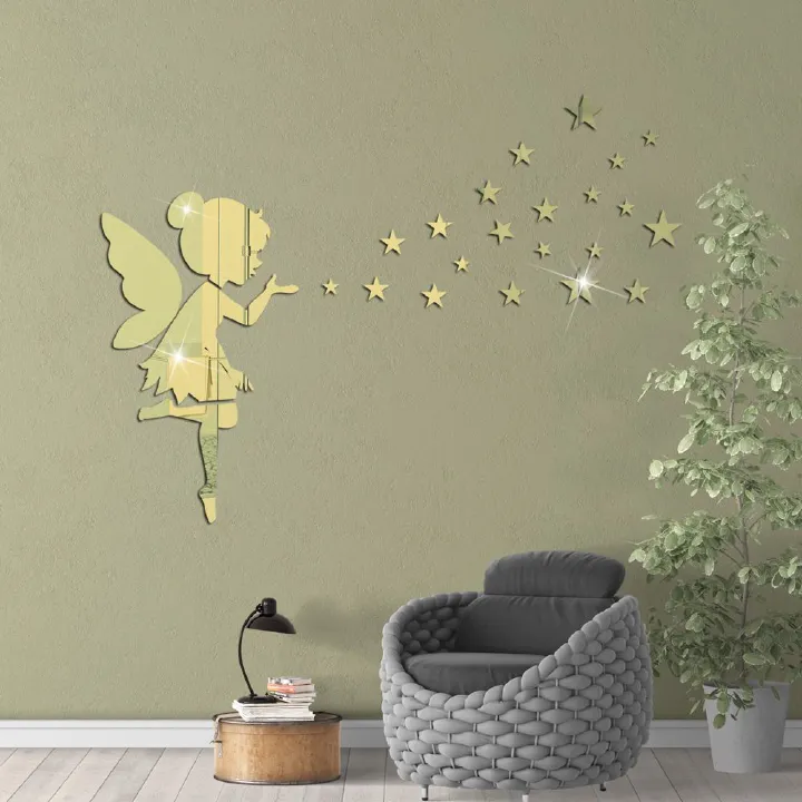 Acrylic stars stereoscopic crystal mirror home decor stickers bedroom living room background home decoration self-adhesive wall stickers