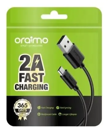 ORIGINAL Oraimo Type C Charger Cable Fast Charging data transfer for Android and other devices Oraimo Data Cables charging cables. 1M 2A Fast Charging