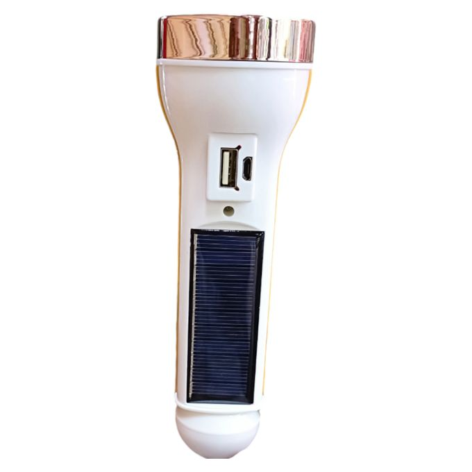 ORIGINAL RECHARGEABLE TORCH CAN USE SOLAR ENERGY TOO, LIGHTS ON BOTH SIDES TOP AND BOTTOM, IT CAN EVEN CHARGE A PHONE, FLASH LIGHT TORCH Elegant Rechargeable Solar Energy Flashlight Torch