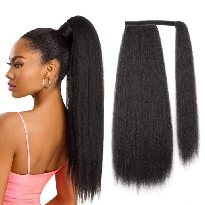 Premium 24inch Yaki Ponytail Hair Extensions Long Wigs Hair Corn Silk Yaki Wigs for Black Women Synthetic Hair Soft Corn Curly Wig Fluffy Girls First Hair Ponytail Extension Black Girl