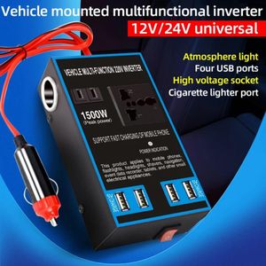 1500W Car Power 12V 24V To 220V Mobile Phone USB Charging Socket Auto Charger Converter Adapter