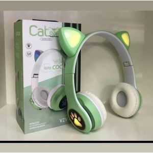 VEDO Flash Lamp Cute Cat Ears Headphone Bluetooth5.0 Stereo With Mic Support TF Card Wireless Kids Girl Earphone Birthday Gift