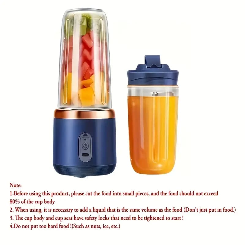 🪄💭 New Arrival! 45W Rechargeable 2-in-1 Portable Blender Juicer (400ml ×2 Cups)
Blend fresh juices and smoothies anytime, anywhere with this powerful and convenient portable blender. Designed for bu