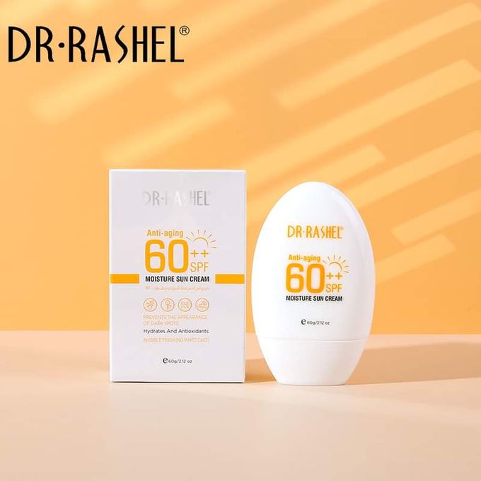 Sun-Protective Anti-Aging Moisture Cream SPF 60++ – Dr Rashel Skin Care Broad Spectrum Sunscreen with Hydrating & Anti-Oxidant Formula for Face & Body – Lightweight, Non-Greasy UV Protection