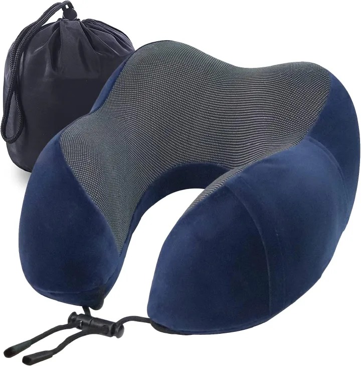 Cosy Travel Neck Pillow – Free Your Chin - 100% Memory Foam Traveling Pillow, Washable Soft Cover, Ergonomic U-Shape Design, Comfortable, Durable & Chin Support Cushion for Flights, Cars, Office