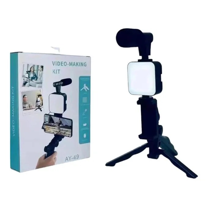 AY-49 Video Making Kit with microphone for live broadcast and TikTok - Create professional-quality videos anywhere, anytime with this complete Video Making Kit — perfect for vlogging, live streaming