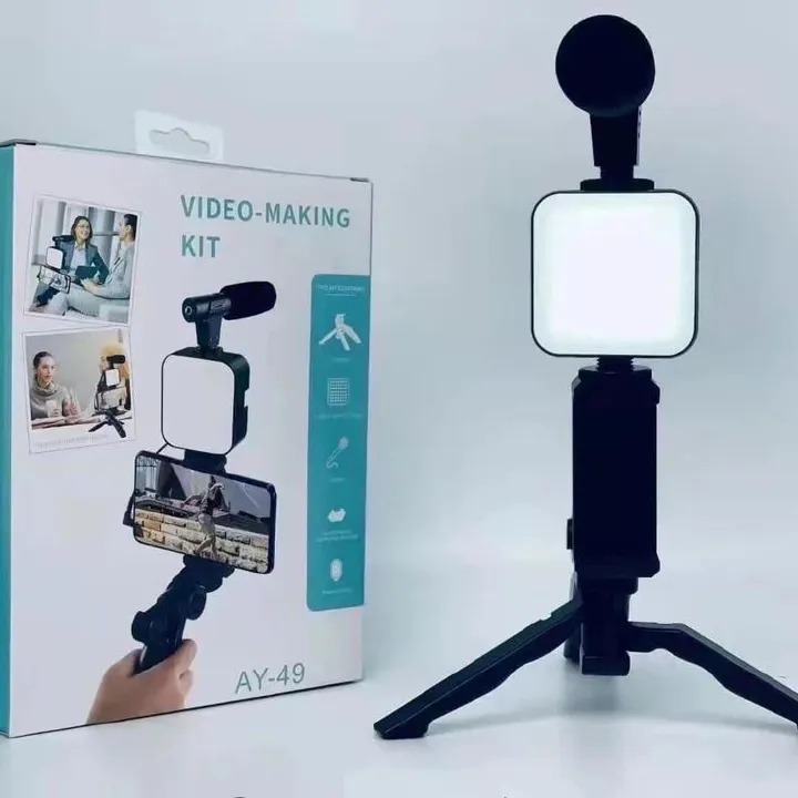 AY-49 Video Making Kit with microphone for live broadcast and TikTok - Create professional-quality videos anywhere, anytime with this complete Video Making Kit — perfect for vlogging, live streaming