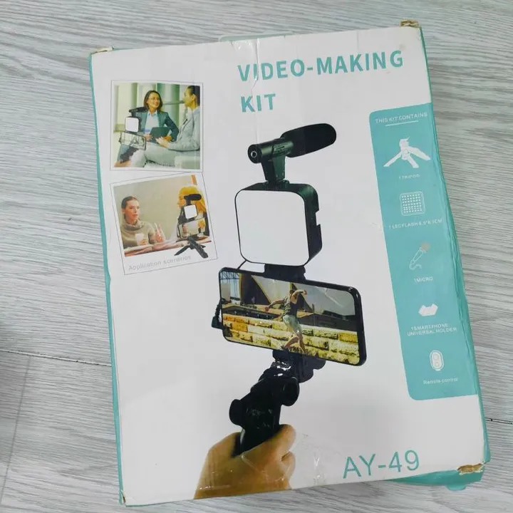 AY-49 Video Making Kit with microphone for live broadcast and TikTok - Create professional-quality videos anywhere, anytime with this complete Video Making Kit — perfect for vlogging, live streaming
