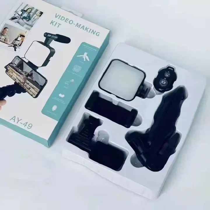 AY-49 Video Making Kit with microphone for live broadcast and TikTok - Create professional-quality videos anywhere, anytime with this complete Video Making Kit — perfect for vlogging, live streaming