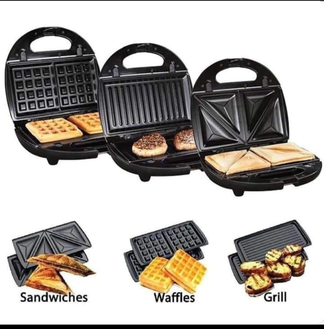 SOKANY 3-in-1 Sandwich Maker - 750W Multi-Function Waffle, Donut & Sandwich Toaster with Non-Stick Plates, Cool Touch Handle, Indicator Lights for Quick Breakfast Snacks Family Meals