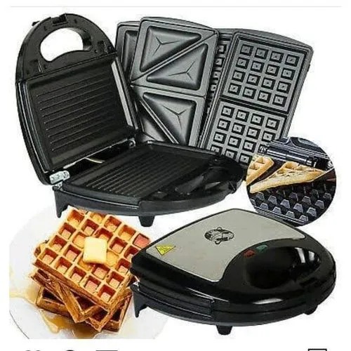 SOKANY 3-in-1 Sandwich Maker - 750W Multi-Function Waffle, Donut & Sandwich Toaster with Non-Stick Plates, Cool Touch Handle, Indicator Lights for Quick Breakfast Snacks Family Meals