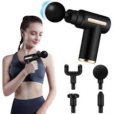 Mini Massage Gun, Powerful Fascial Gun Portable Deep Tissue Percussion Muscle Back Head Massager for Pain Relief with 4 Massage Heads High-Intensity Vibration Rechargeable Small Massage Gun