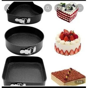 3 shapes Baking Tins set with removable bottom made of non stick material springform cake baking tins/molds square round heart baking trays/tins black normal