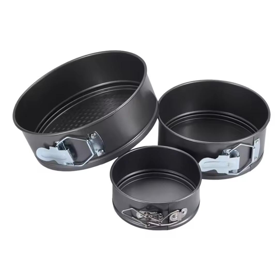 3 round  Baking Tins set with removable bottom made of non stick material springform cake baking tins/molds square round heart baking trays/tins black normal