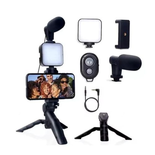 Smartphone Vlogging Kit for Android – Tripod, Mini Microphone, LED Lights, Bluetooth Wireless, Starter Kit for TikTok, Live Streaming & Video Making