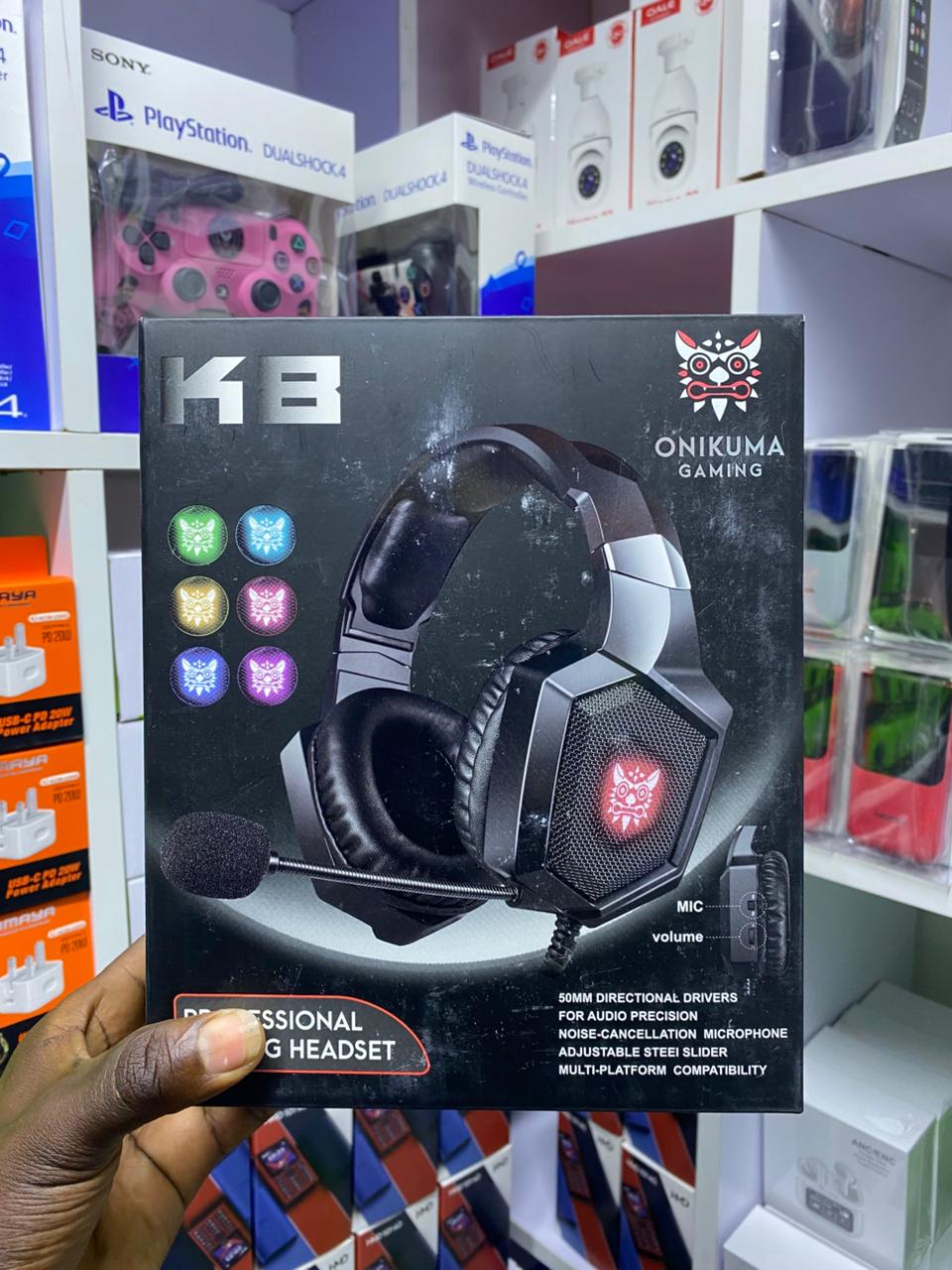 K8 Gaming Headphones with Flexible HD Mic RGB Light Surround Sound Over-Ear Wire