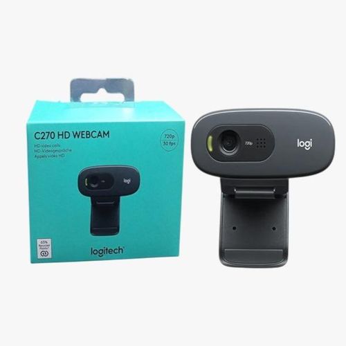 Logitech C270 USB HD Webcam 720p Video Quality, Smooth 30fps, Built-In Microphone With Noise Cancelling, Plug & Play Setup, Automatic Light Adjustment & Universal Clip For Online Video Meetings