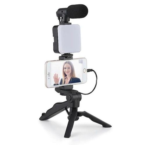 Vlog Kit With Light And Microphone And Tripod,Mimi Portable Tripod Video Making Kit For YouTube And TikTok For Smartphones